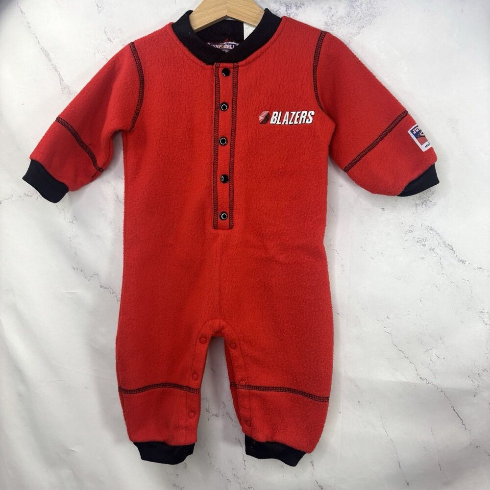 Portland Trail Blazers Fan Fleece Bodysuit Infants SZ 12 Months Baby NBA Retro